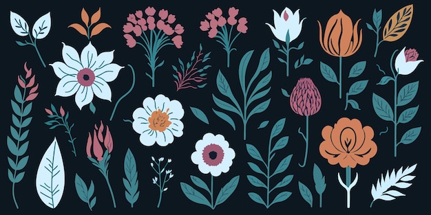 Праздничный цветочный набор Пасха и векторные иллюстрации ко Дню матери