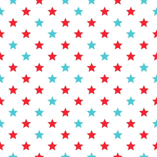 Holiday geometric background with red and blue stars Christmas pattern Vector Xmas New year seamless texture
