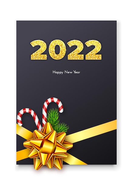 Holiday gift card Happy New Year 2022.