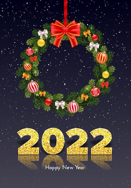 Vector holiday gift card happy new year 2022.