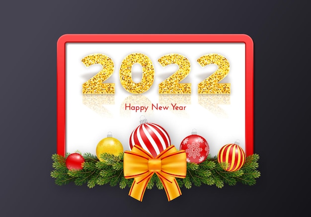 Holiday gift card Happy New Year 2022.