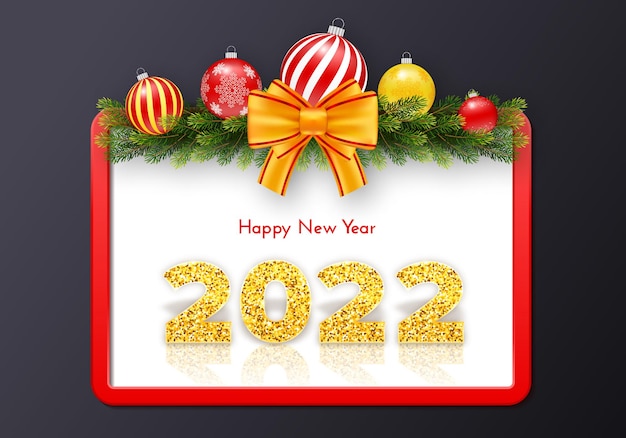 Holiday gift card Happy New Year 2022.