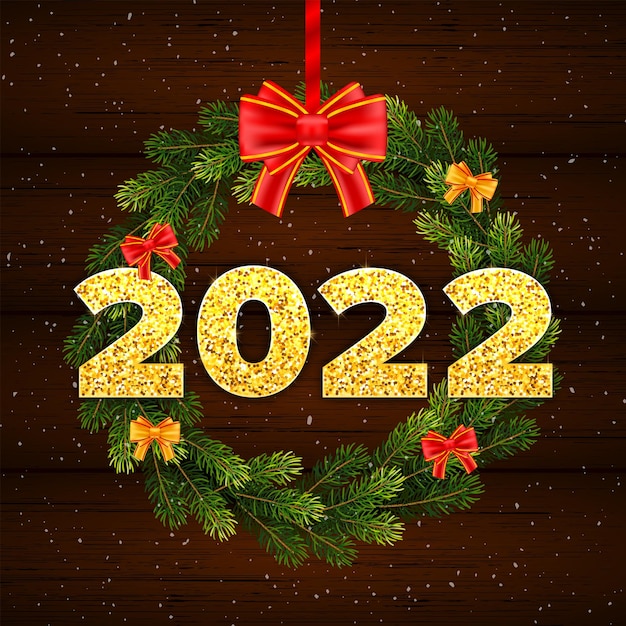 Holiday gift card Happy New Year 2022.