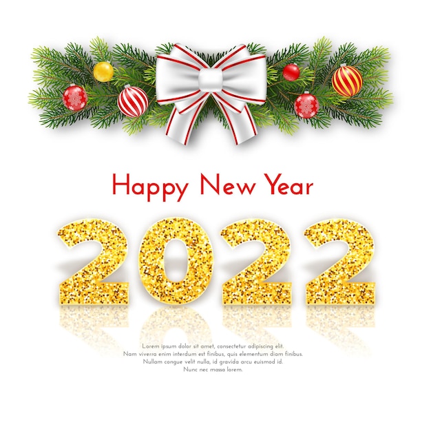 Holiday gift card Happy New Year 2022.