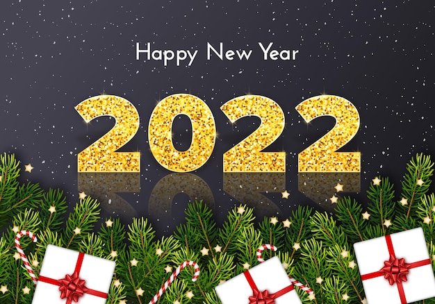 Holiday gift card Happy New Year 2022.