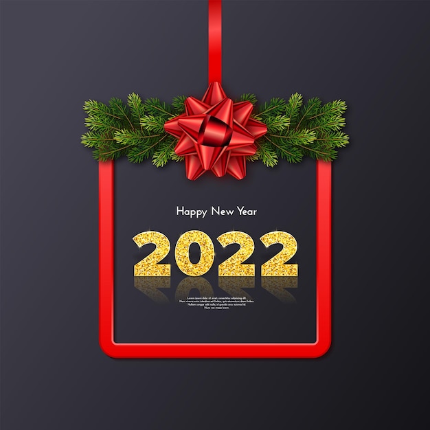 Holiday gift card Happy New Year 2022.