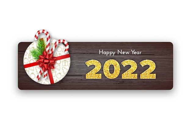 Holiday gift card Happy New Year 2022.