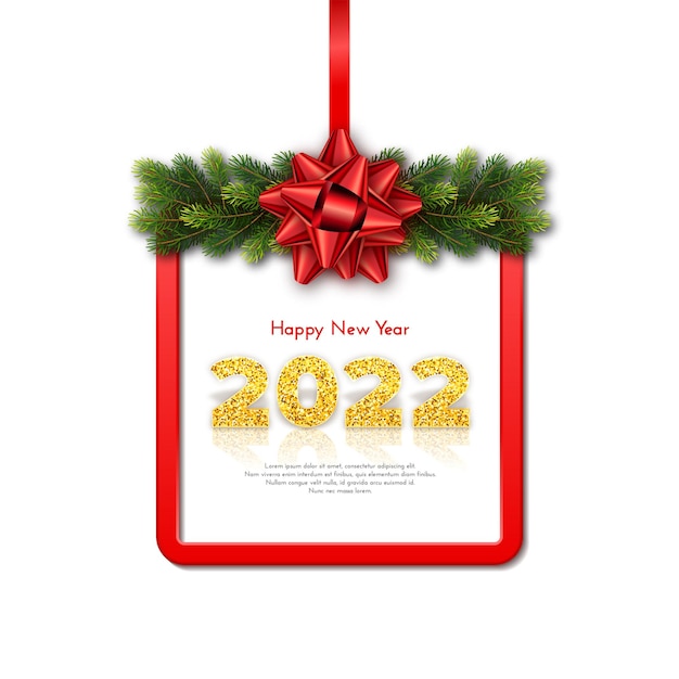 Holiday gift card Happy New Year 2022.