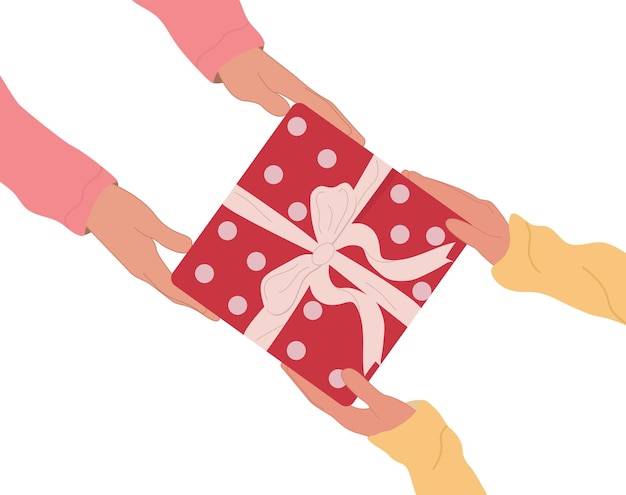 holiday gift giveaway love congratulationhands pass a gift to other hands christmas new year