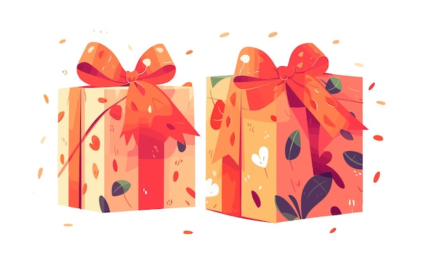 Holiday gift in paper wrapping tied with twine string with bow Isolated on white background Vector cartoon illustration