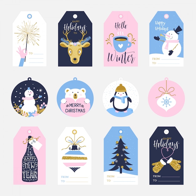 Vector holiday gift tags