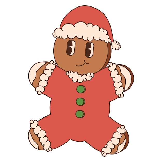 Holiday gingerbread man cookie. Cookie in shape of man with colored icing. Happy new year decoration