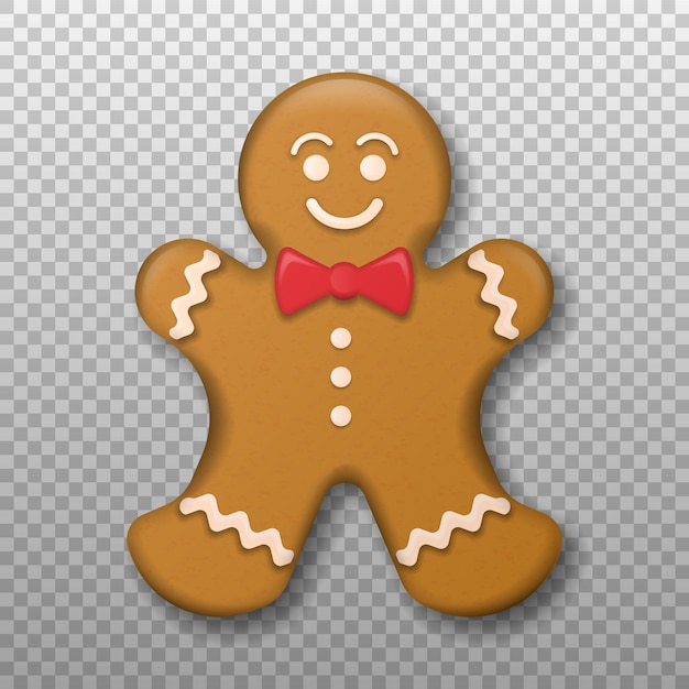 Holiday gingerbread man cookie Happy new year decoratie Merry christmas holiday Realistisch vakantiekoekje in de vorm van een man Vector illustratie