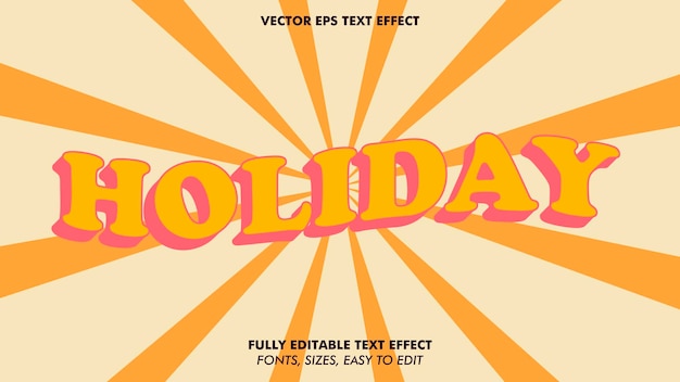 Holiday Groovy teksteffect, bewerkbare vintage en retro tekststijl