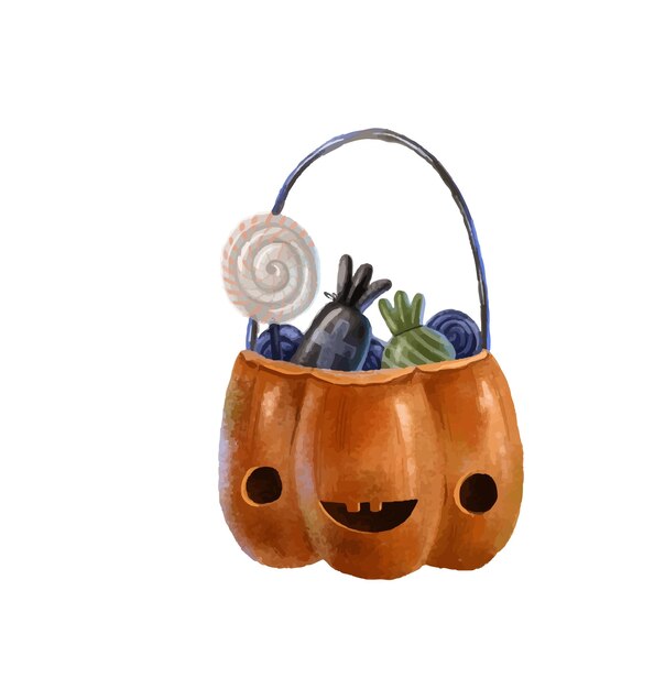 Vector holiday halloween set halloween elements pumpkin witch's cauldron candy ghosts candy eyes skulls