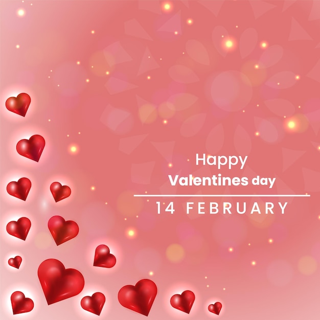 Праздник счастливого дня святого валентина с большим сердцем из розового и иллюстративного фона 04