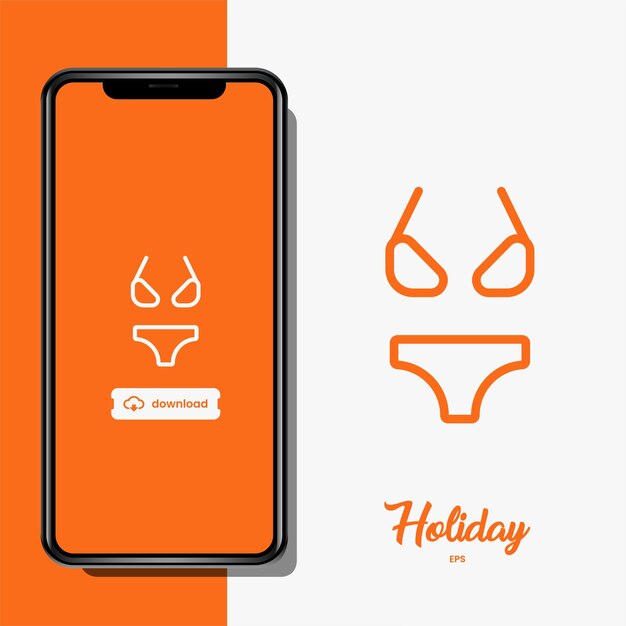 Holiday icon line holiday icon and smartphone