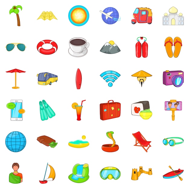 Holiday icons set, cartoon style