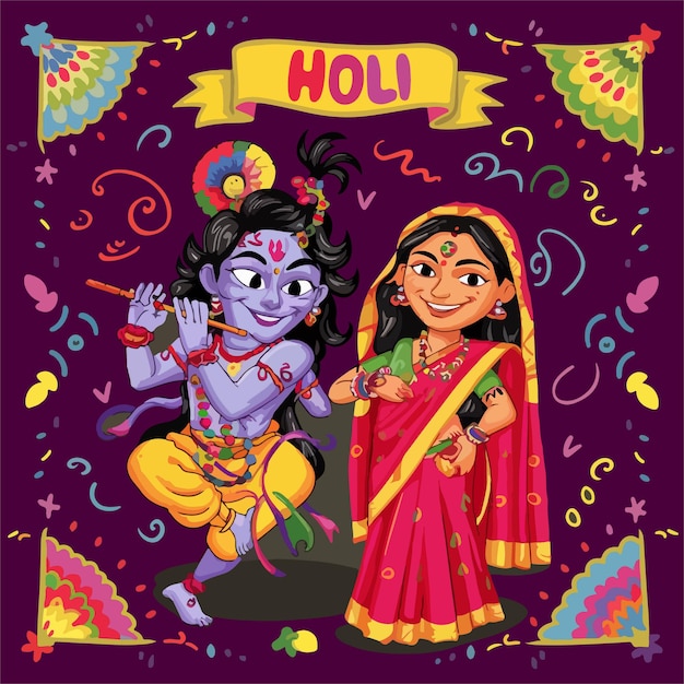 Vettore holiday krishna e radha