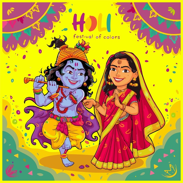 Vettore holiday krishna e radha