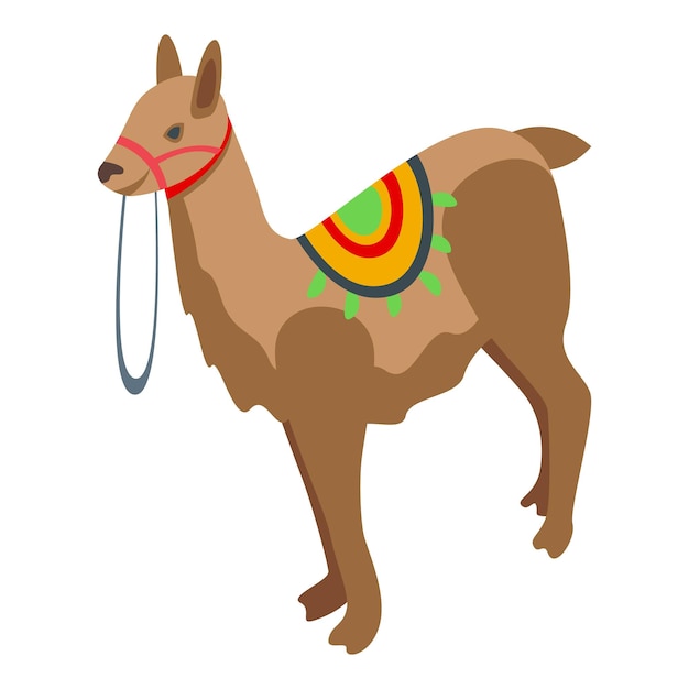 Holiday lama icon isometric vector Cute animal Funny baby