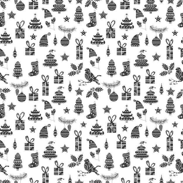 Holiday monochrome seamless pattern