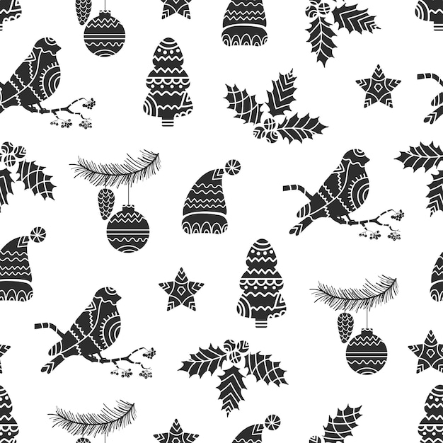 Minimalist black Christmas tree silhouettes seamless pattern on white  background Wrapping Paper by ARTbyJWP