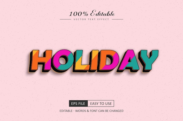 Holiday multi colored design text style effect text effect