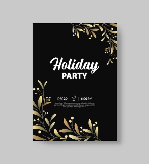 holiday party and happy new year party invitation card design