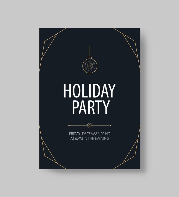 holiday party and happy new year party invitation card design