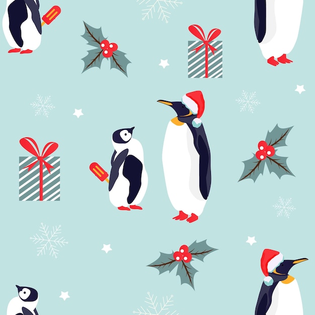 Holiday pattern with lovely penguins