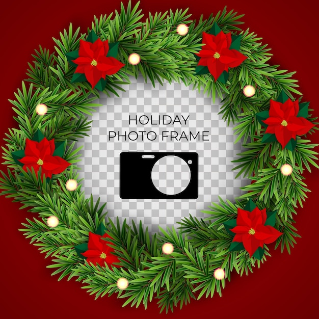 Holiday photo frame template. merry christmas and happy new year background.