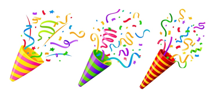 Vector holiday popper kegels vuurwerk met confetti