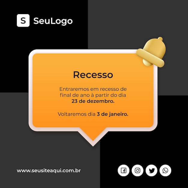 Holiday recess design template in brazilian portuguese