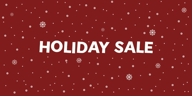 Holiday sale. Vector design for holiday banner. The inscription, snow on a red background.