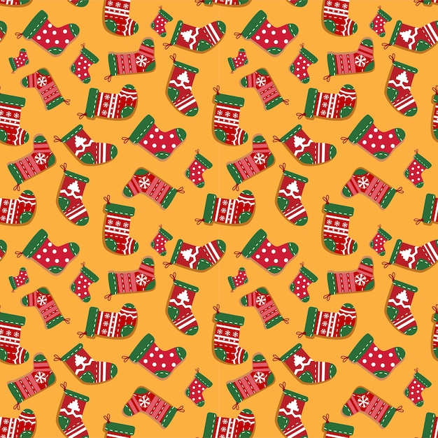 Holiday seamless background with cute decorative socks