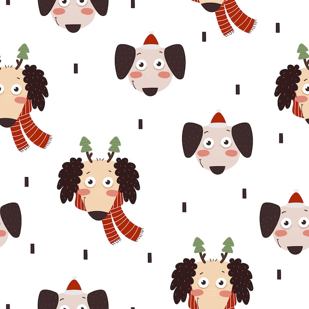 holiday Seamless pattern with cartoon dog