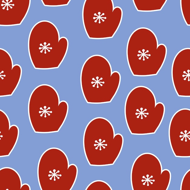 holiday seamless pattern with cartoon mitten