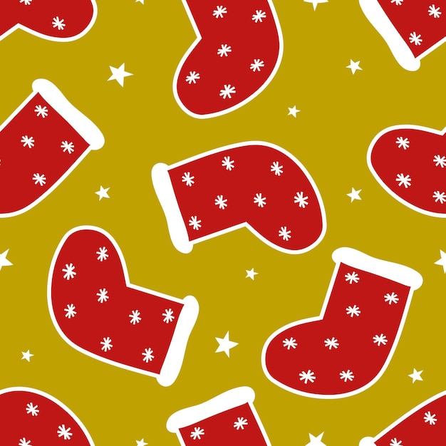 holiday seamless pattern with cartoon socks