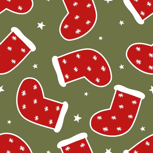 holiday seamless pattern with cartoon socks