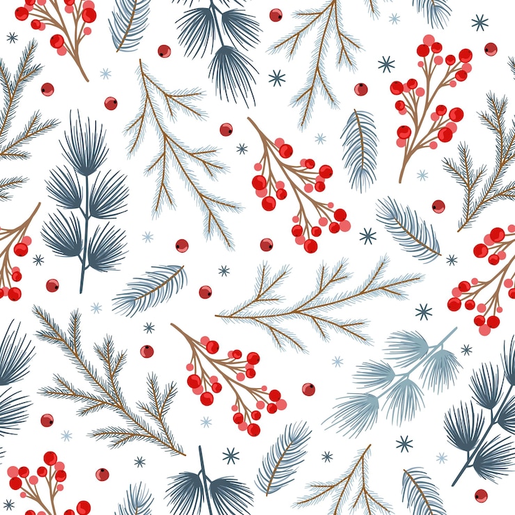 Vector holiday seamless pattern with christmas forest branches.