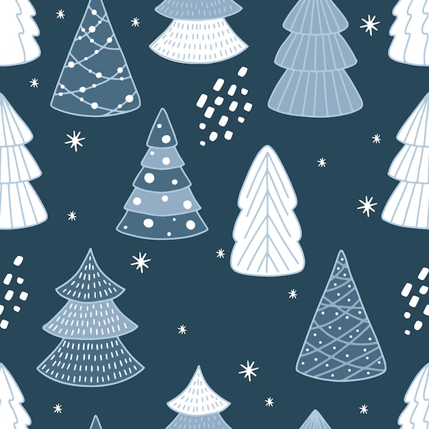 Holiday seamless pattern with christmas tree. xmas winter background