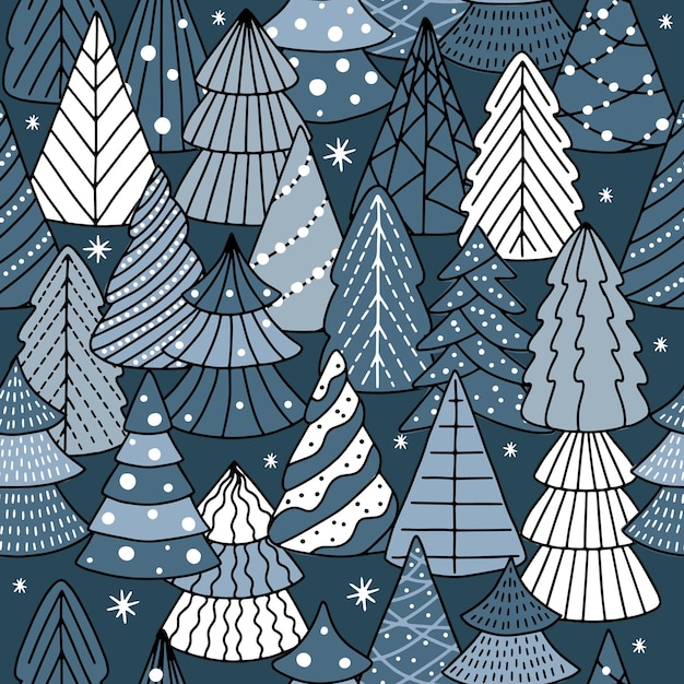 Holiday Seamless Pattern with Christmas tree Xmas winter background