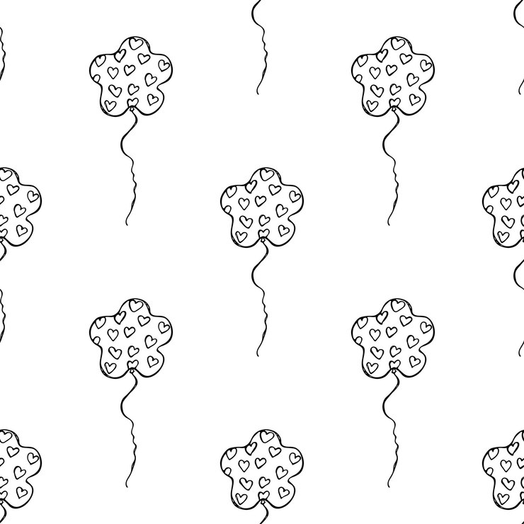 Vector holiday seamless pattern with flying balloon doodle for decorative print wrapping paper greeting cards wallpaper and fabric