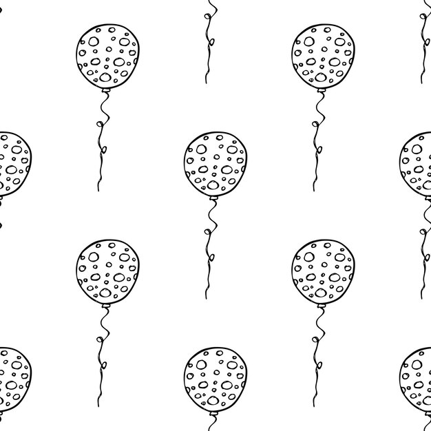 Holiday seamless pattern with flying balloon doodle for decorative print wrapping paper greeting cards wallpaper and fabric