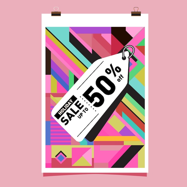 Vector holiday season sale up to 50% poster design template