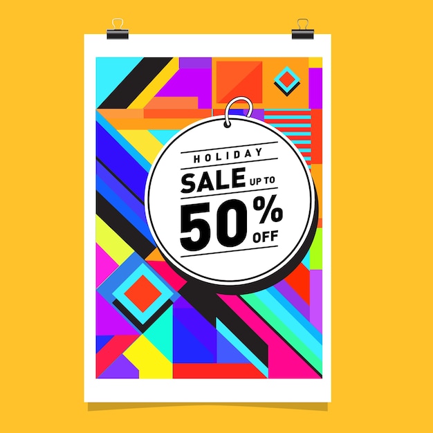 벡터 휴일 시즌 판매 최대 50 % 포스터 디자인 템플릿