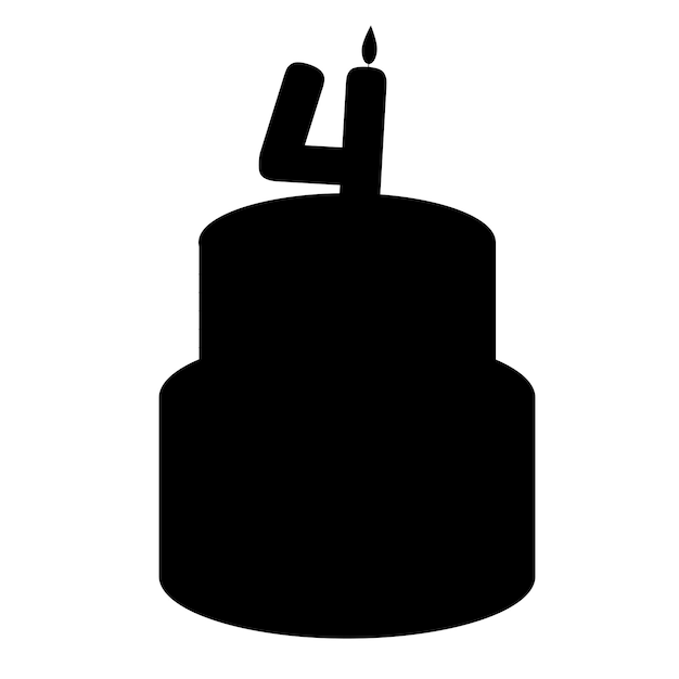 Holiday silhouette cake with a candle age five years Vector illustration