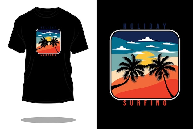 Holiday surfing retro t shirt design