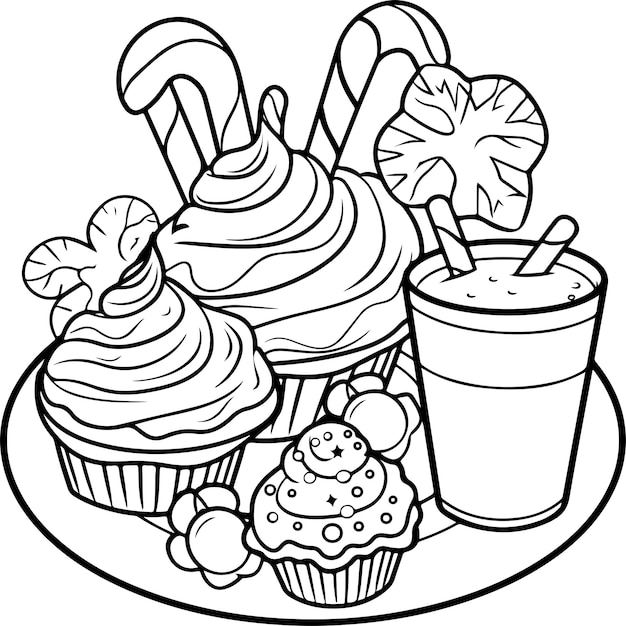 Vector holiday sweets coloring page